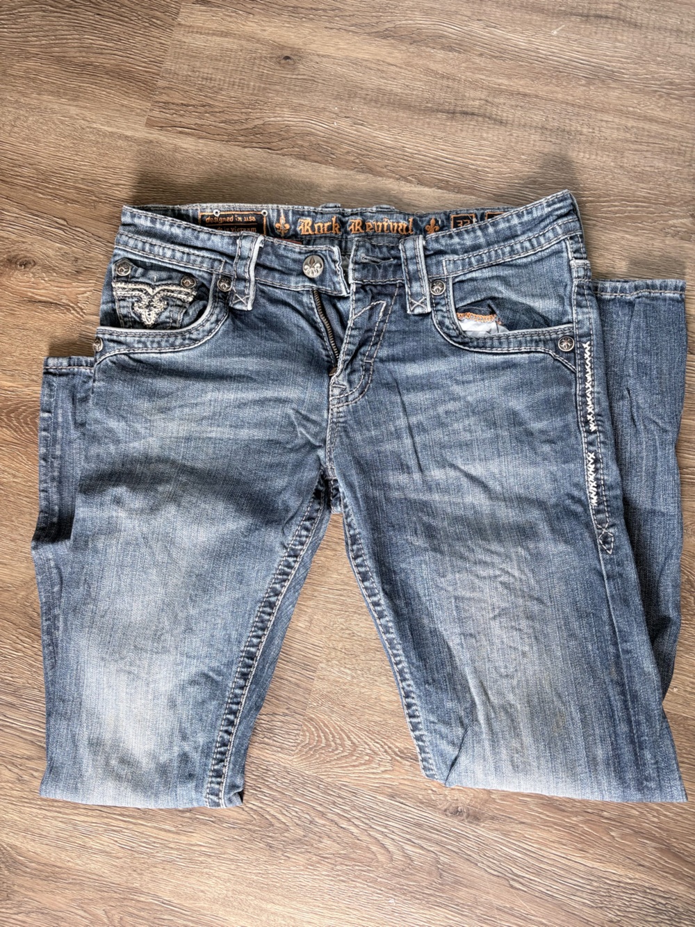 Rock Revival Men's Faded Blue Relaxed Denim Jeans